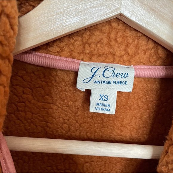 J. CREW VINTAGE FLEECE Toffee Snap Collar Sherpa Pullover sz XS - Picture 4 of 7